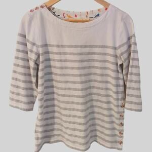 Maeve by Anthropologie Women’s White/Gray Striped Top Size small Button Accents